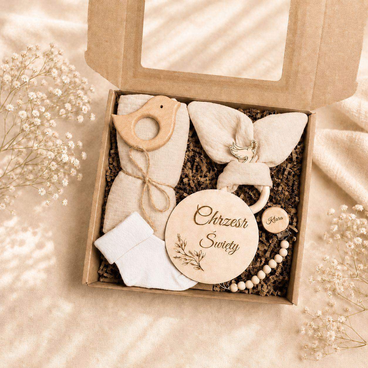 Prezent Chrzest Święty Gift Box Pamiątka Chrztu Świętego dla dziewczynki