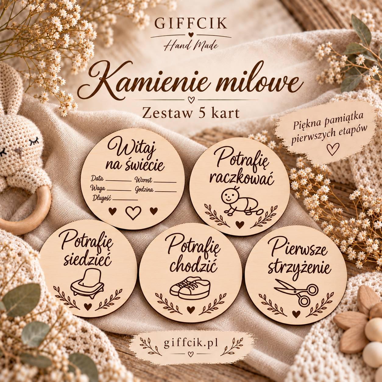 Drewniane karty miesiąca dla niemowlaka – pierwszy rok