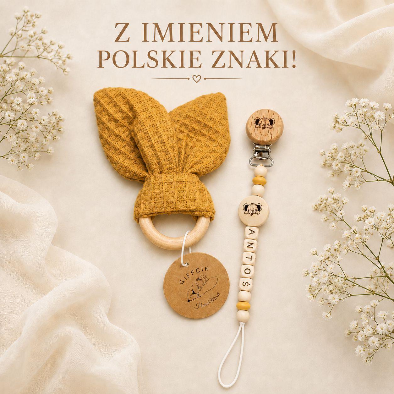 Zawieszka imienna imienna do smoczka i gryzak