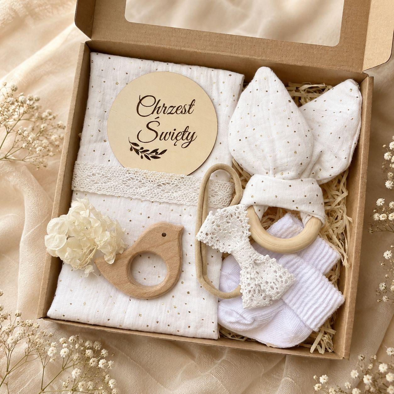 Prezent Chrzest Święty Gift Box Pamiątku Chrztu Świętego