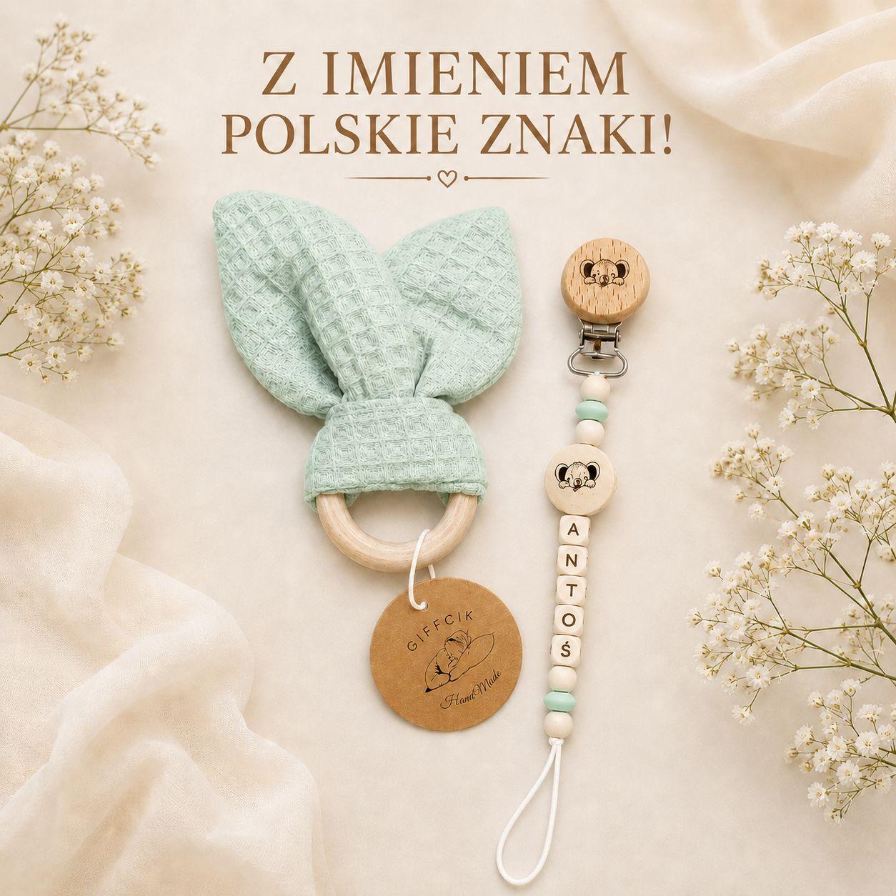 Zawieszka imienna imienna do smoczka i gryzak