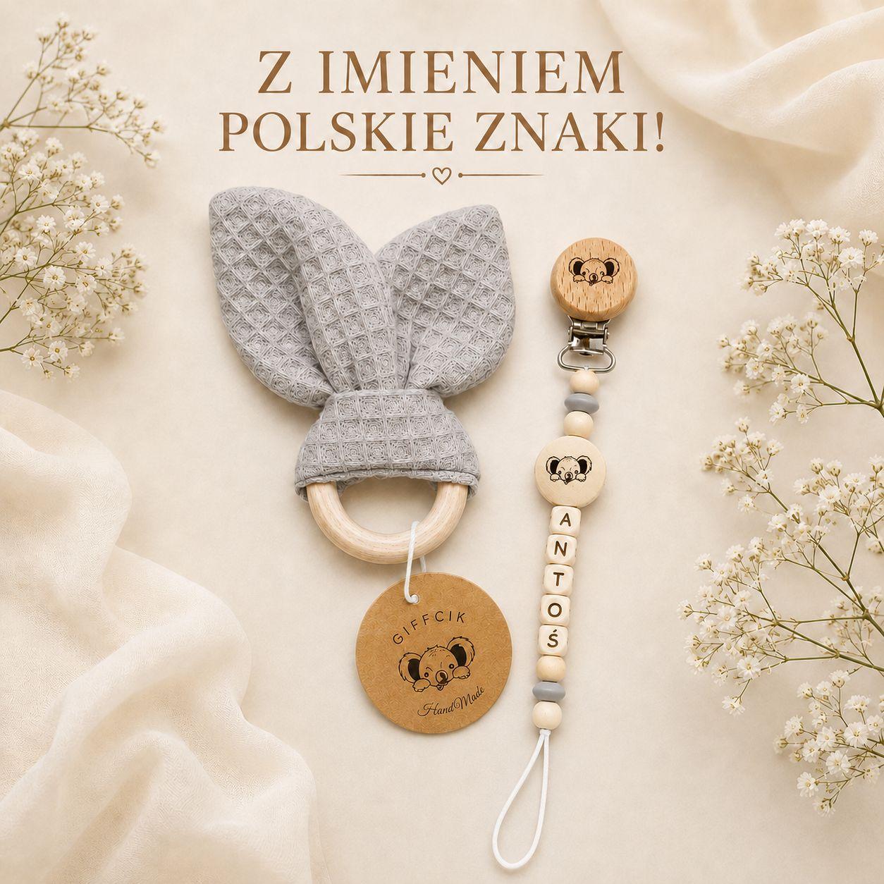 Zawieszka imienna imienna do smoczka i gryzak