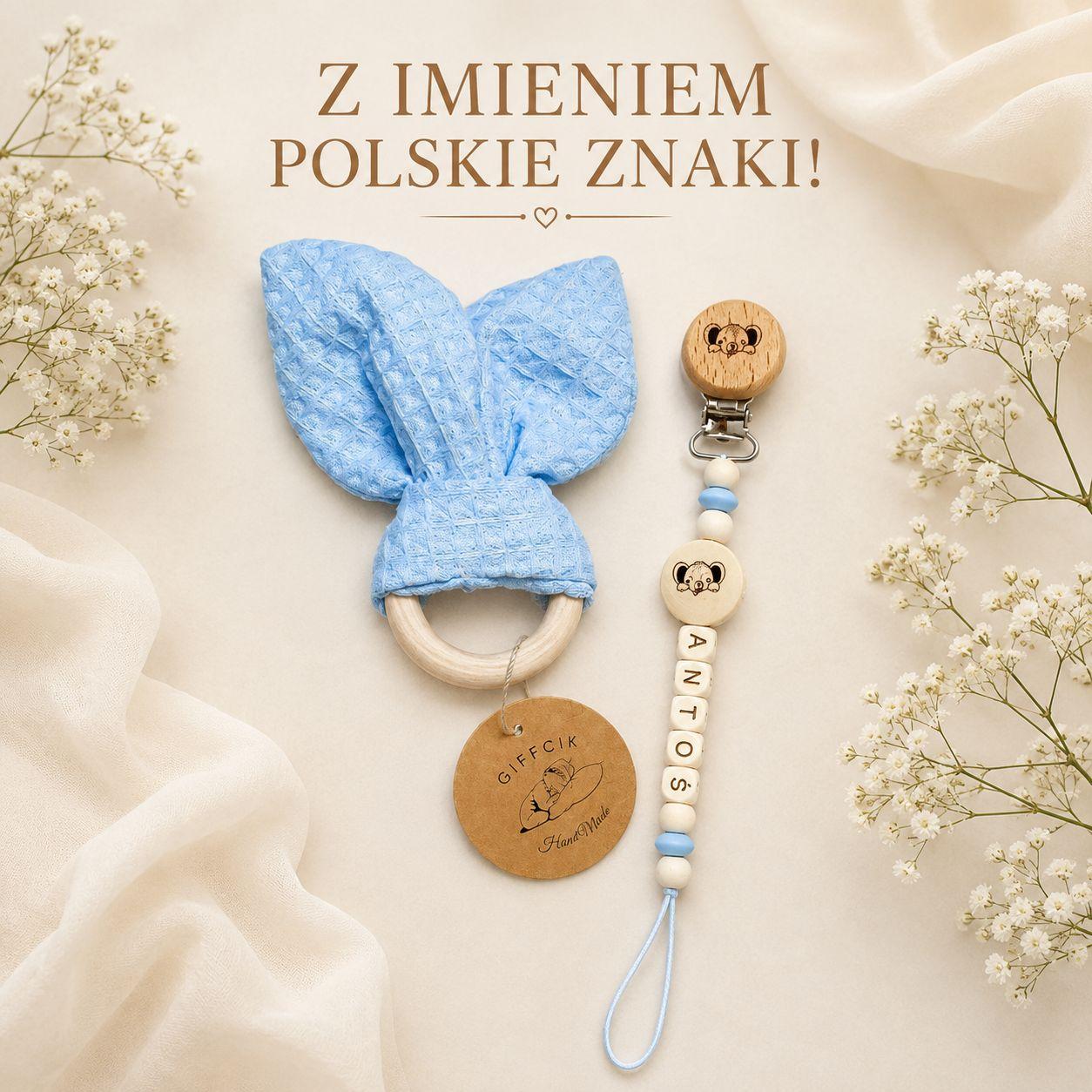Zawieszka imienna imienna do smoczka i gryzak